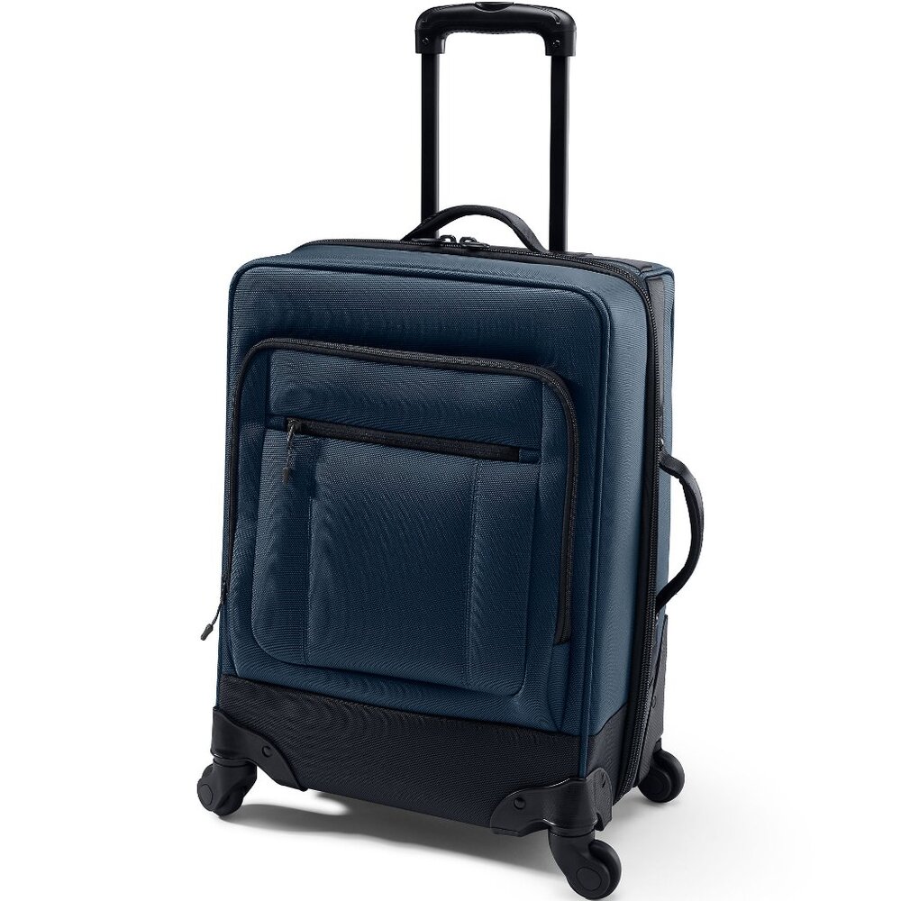 Lands' End Travel Checked Rolling Luggage Bag, Radiant Navy, NWT